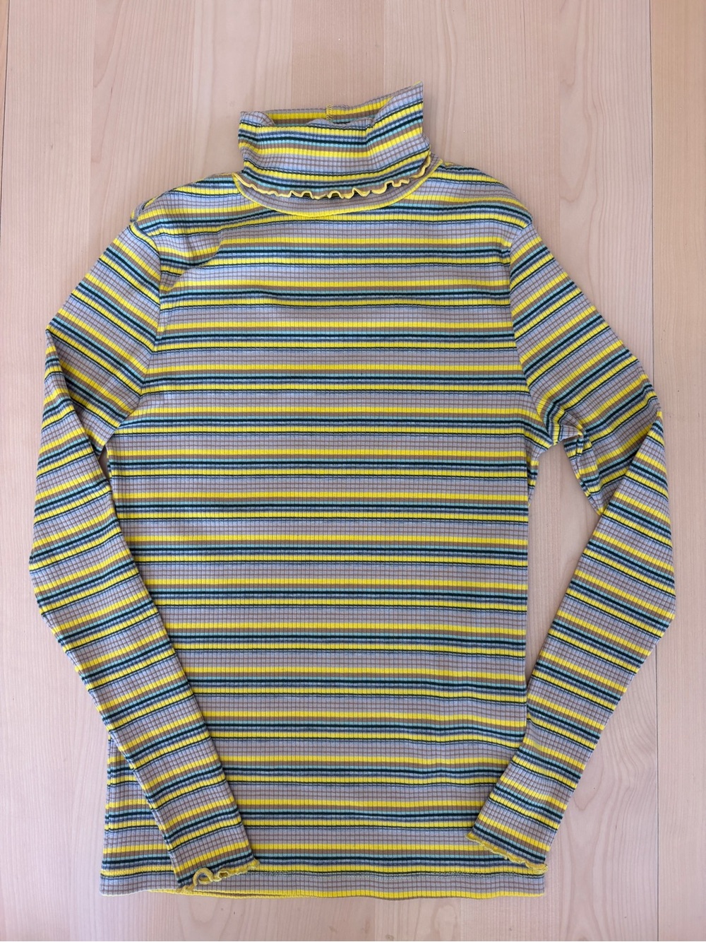 Rachel Antonoff Yellow & Green Striped Turtleneck
